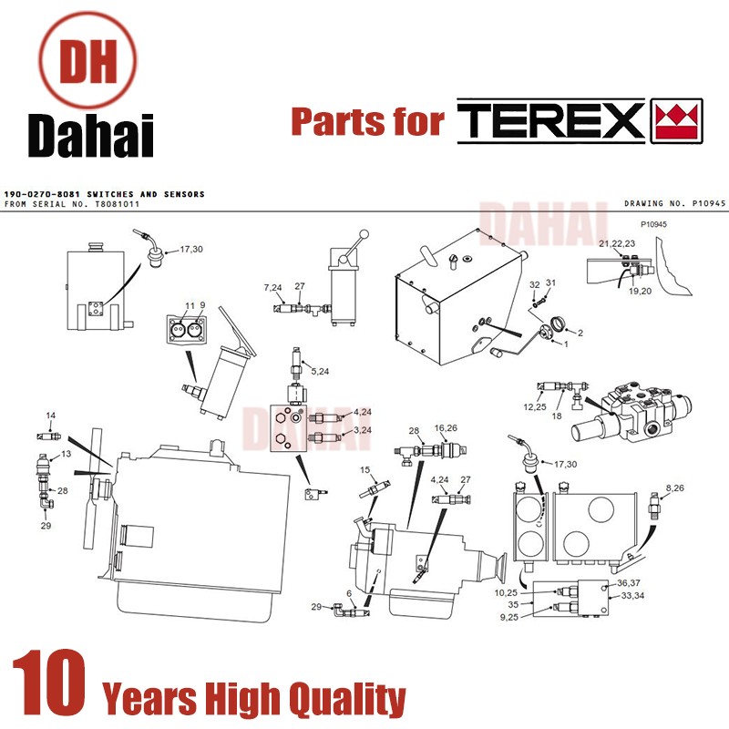 Dahai Japan Terex BRACKET 15300933 for Terex TR100 Parts